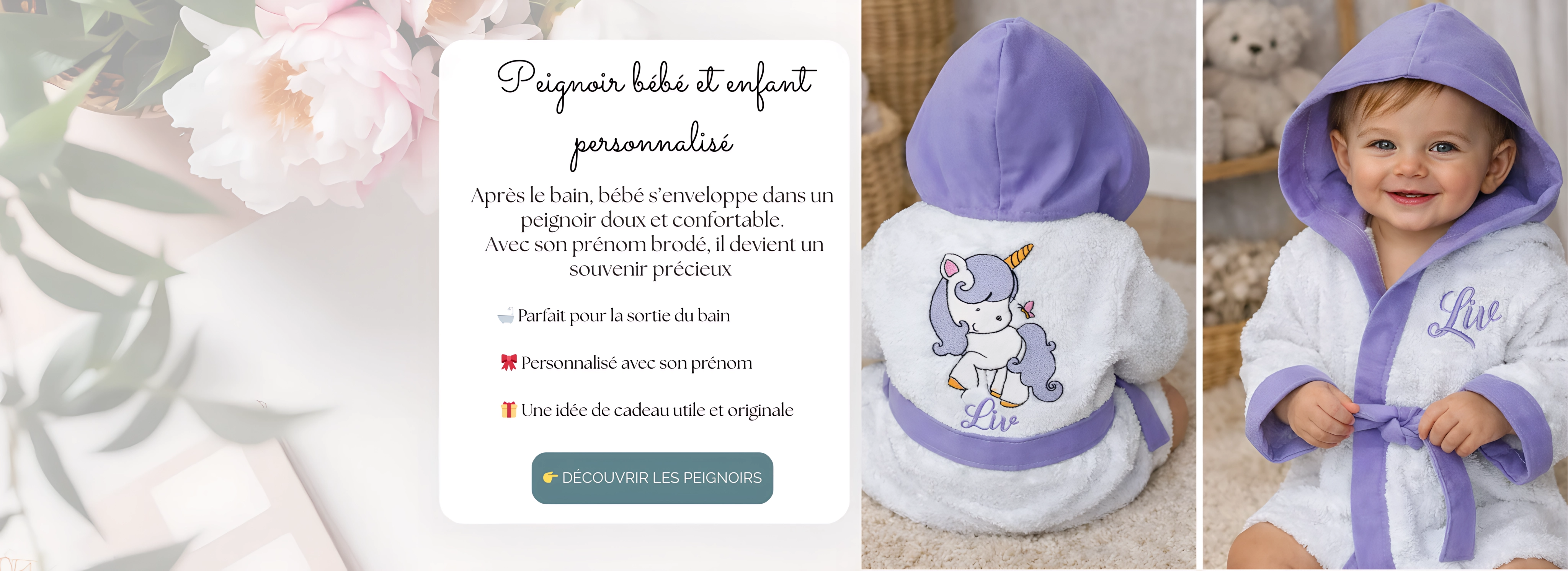 Des peignoirs doux et personnalisés pour envelopper ton enfant de chaleur après le bain 